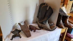 lot 1368 image: Boot jacks and boots size 812 & 9