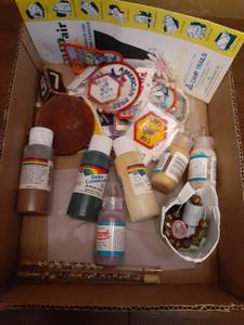 lot 1409 image: Miscellaneous patches, fabric paint and some beads