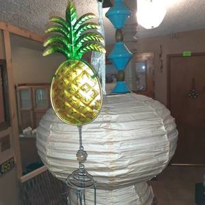 lot 1429 image: Pineapple windchime and a Japanese paper lantern