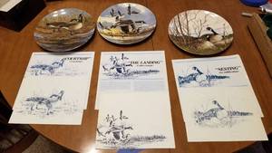 lot 1531 image: Dominion collector plates, Nesting, The Landing and Courtship all with certificates