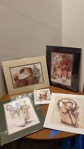 lot 1540 image: Christmas Santa prints by Sandi Gore Evans signed & numbered, 3 are matted and a Christmas card