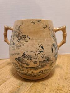 lot 1619 image: Swan scene, double handled, 6 tall, Old Hall England