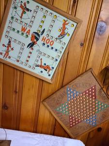 lot 2006 image: Vintage WaHoo game board and Marble Cheker board