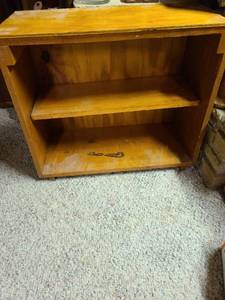 lot 2023 image: Bookshelves 26x12x22, discoloration on lower shelf