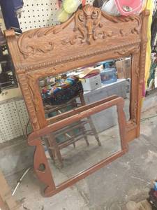 lot 3003 image: Two mirrors. Large one is 42 x 37 x 2 and the other is 22 x 31.5 x 1