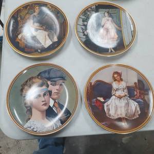lot 3033 image: (4) Norman Rockwell plates. 8.5 inches