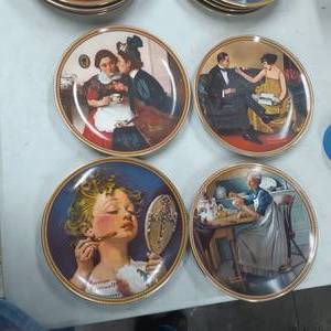 lot 3034 image: (4) Norman Rockwell plates. 8.5 inches