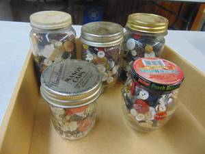 lot 1808 image: 5 Jars of Buttons