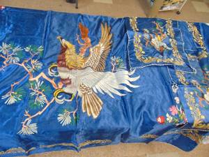 lot 1818 image: Embroidered Pillow Cases and Bed Cover