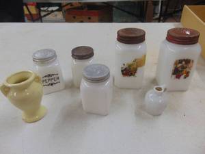 lot 1890 image: Assorted Salt Pepper and Spice jars