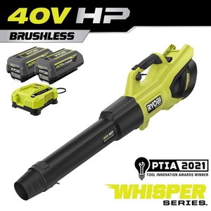 lot 24217 image: RYOBI - 40V HP Brushless Whisper Series - 190 Cordless Battery Jet Fan Leaf Blower with (2) 4.0 Ah Batteries & Charger - Retail $299.00