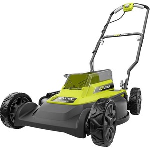 lot 24219 image: RYOBI - 40V 18 in. 2-in-1 Cordless Battery Walk Behind Push Mower (Tool Only) - Retail $199.00