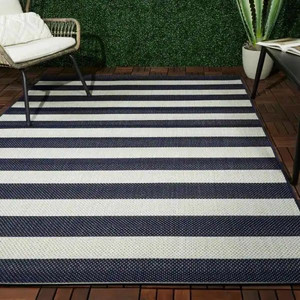 lot 24238 image: Hampton Bay - Nautical Stripes Navy 5 ft. x 7 ft. IndoorOutdoor Area Rug - Retail $60.97