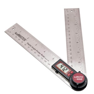 lot 24269 image: Calculated Industries -  AccuMASTER Digital Protractor Angle Finder Ruler for Crown, Trim, Woodworking 7 Inch Stainless Steel Blade - Retail $21.95