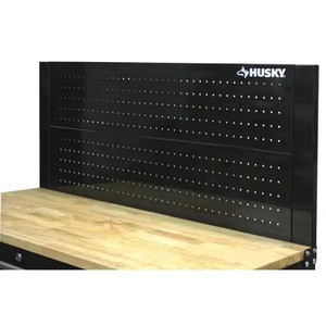 lot 24283 image: Husky - 46 in. Pegboard Back Wall for Mobile Workbench, Black - Retail $58.00