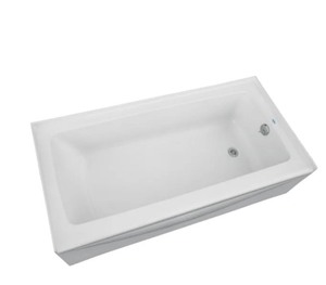 lot 24287 image: PROFLO - Hillsboro 60in. x 30in. Three Wall Alcove Acrylic Soaking Tub with Right Hand Drain - Retail $660.00