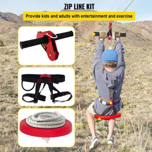 lot 24302 image: VEVOR Zip Line Trolley 160ft Warrior Obstacle Course - Retail $105.99