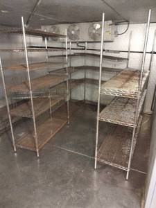 lot 101 image: Metal Shelving in Walk-In Cooler 4 & 6 Long Sections & 63 Tall - Buyer Must Disassemble (Please See Video)