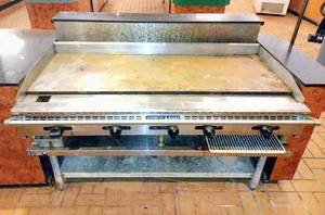 lot 116 image: American Range 5 Foot Wide Flat Top Grill & Table