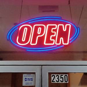 lot 141 image: Fallon Xenon Super Bright LED OPEN Sign (35 x 18) wVariable Speed Flashing Options