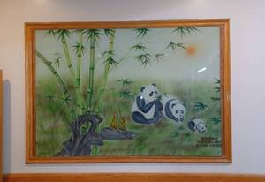 lot 150 image: Large Framed Panda Picture wGlass - 6ft 5in x 4ft 5in