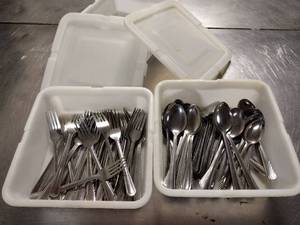lot 216 image: Silverware Lot - Forks & Spoons - Approximately 50 of Each