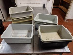 lot 233 image: Lot of 11 Plastic Bus Totes (Measurements are in the Photos)