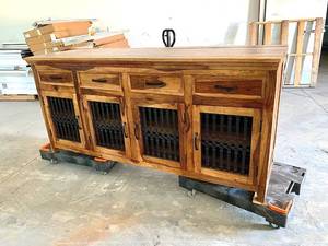 lot 3974 image: 75 Rustic Farmhouse Buffet - Retails $1,999