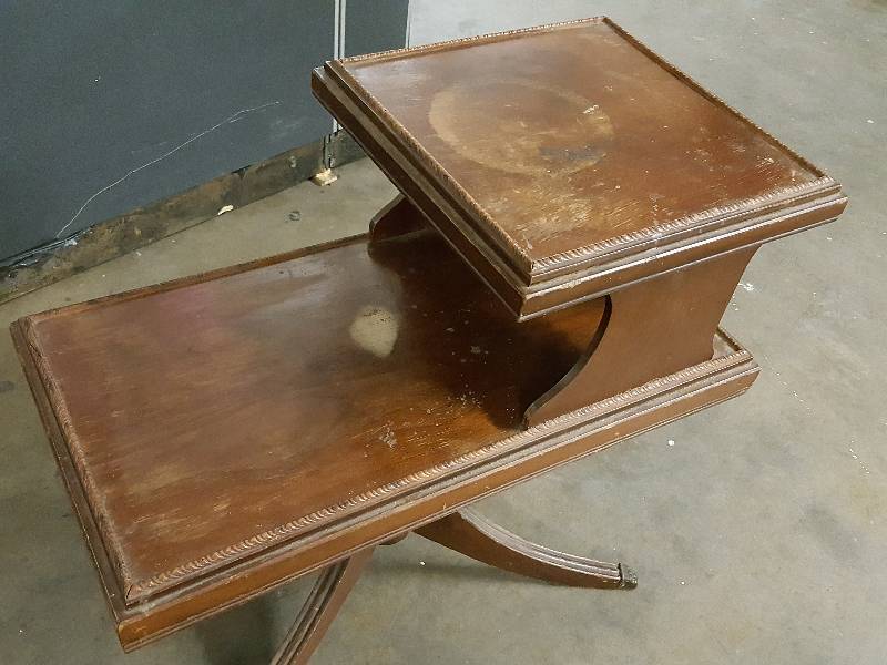 lot 1033 image: Heres the other side table from Archie Bunkers house You know what they say  Re purpose this cool old table