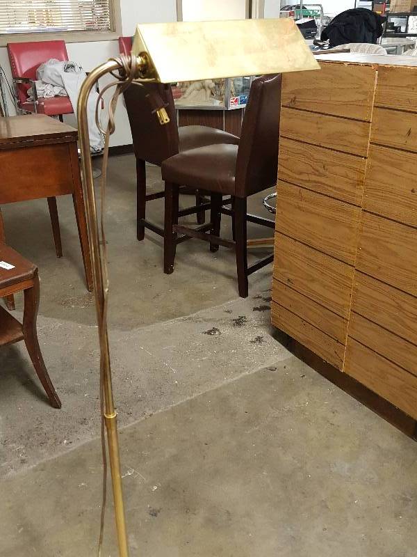 lot 1052 image: Antique looking brass floor reading light.  Needs to be a movie prop