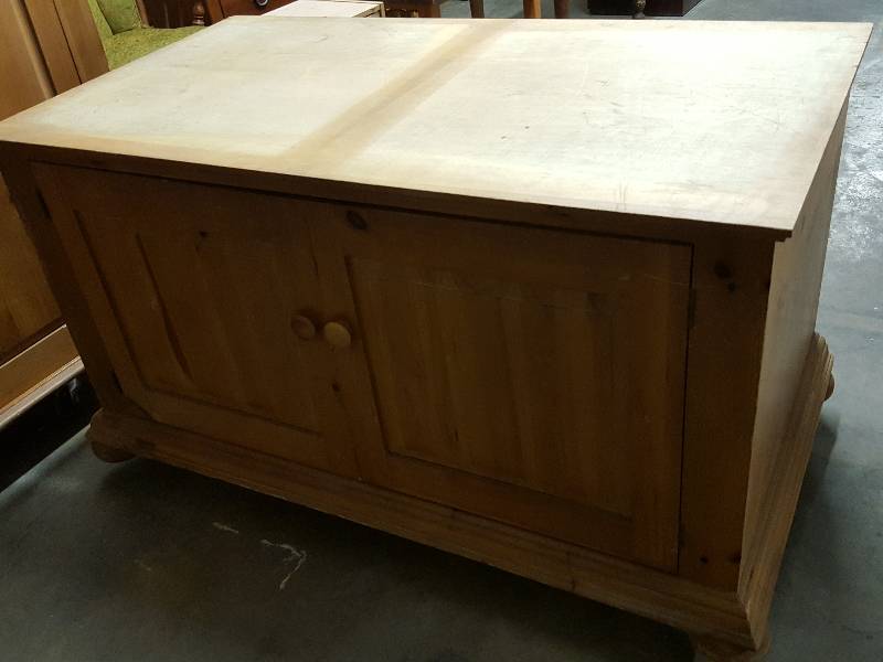 lot 1078 image: Broyhill Fontana Distressed Armoire Gorgeous scroll detail, all real wood could be used for linen cabinet