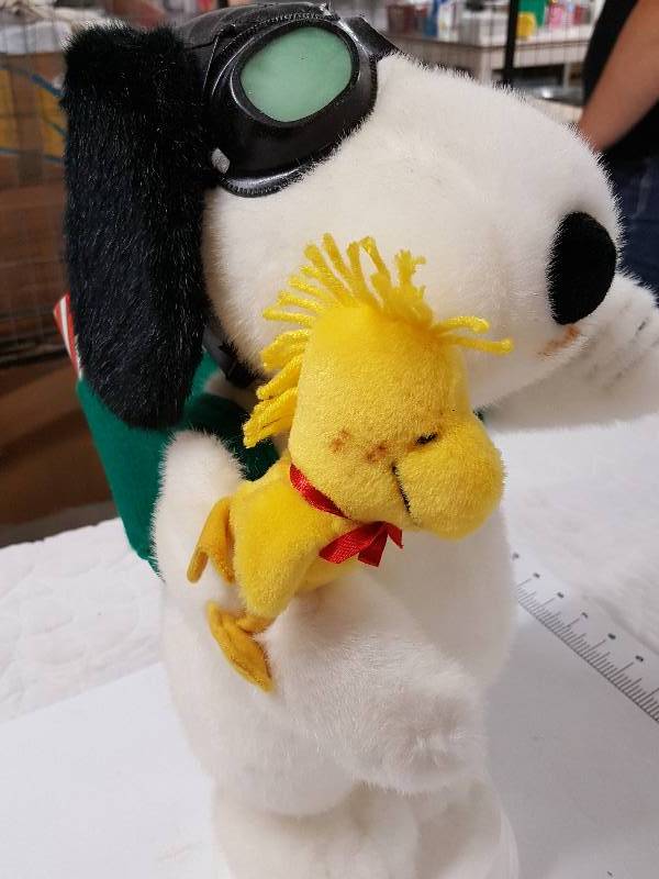 lot 1135 image: Christmas holiday time 17 tall Snoopy with Woodstock.  May be new as it is nice and clean