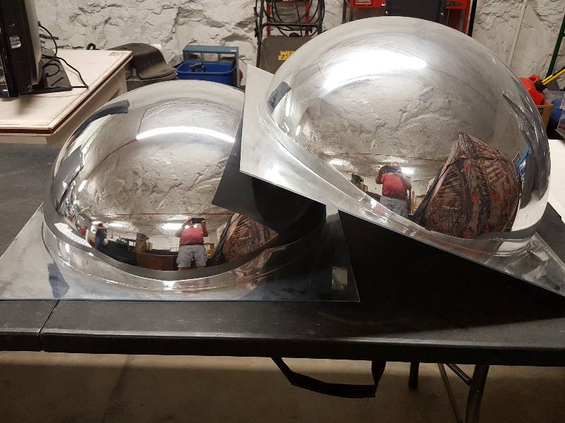 lot 1163 image: New pair of Security mirrored dropped domes designed for the 24 X 24 ceiling tile squares.