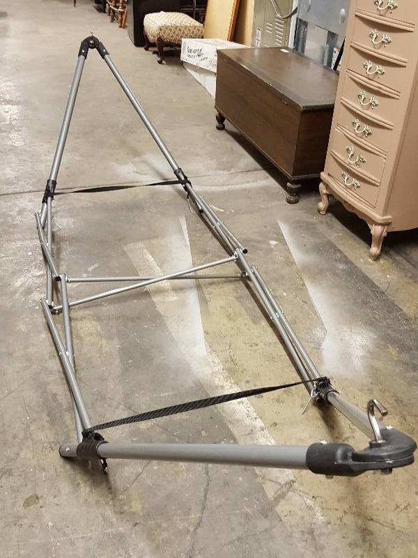 lot 1075 image: All new in the box is this fold up collapsible Hammock stand.  Let the lazy times roll.