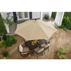 lot 24289 image: Hampton Bay 10 Ft. Aluminum Market Auto Tilt Patio Umbrella In Oatmeal Retail $61.00
