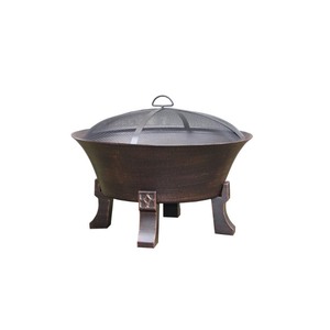 lot 24237 image: Hampton Bay 26 in. Del Oro Cast Iron Fire Pit, antique bronze -Retail $109.00