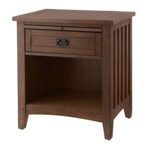 lot 24361 image: Home Decorators Collection Abrams 1 Drawer Walnut Finish Nightstand (24 in W. X 25.98 in H.), Brown Retail $181.99