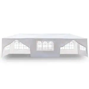 lot 24363 image: 10 ft. x 30 ft. White Party Wedding Tent Canopy 6 Sidewall and 2-Doors Retail $148.99