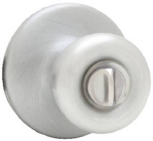 lot 24371 image: Kwikset Tylo BedBath Privacy Door Knob in Satin Chrome