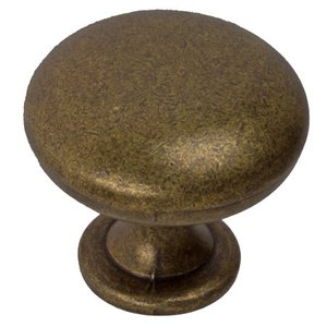 lot 24389 image: GlideRite 1.125 in. Solid Classic Round Cabinet Knob, Antique Brass 10 pack