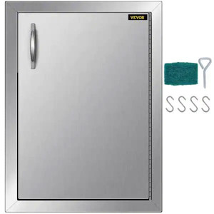 lot 24394 image: VEVOR Stainless Steel Outdoor Kitchen Doors 16 in. W x 22 in. H Grill Door Single Access Door for BBQ Island Retail $79.99