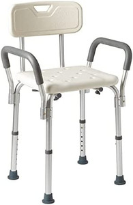 lot 50929 image: Medline Shower Chair Bath Seat with Padded Armrests and Back, Great for Bathtubs, Supports up to 350 lbs