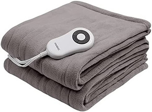 lot 51459 image: HNABAIC Electric Heated Throw Blanket 50 x 60 inch Cozy Polar Fleece Reverse to Sherpa 5 Heating Setting Control 4 Hours Safety Auto-Off Machine Washable with ETL Certification (Grey)