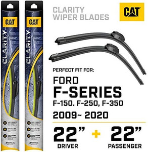 lot 51472 image: BDK Caterpillar Clarity Premium Performance All Season Replacement Windshield Wiper Blades for Car Truck Van SUV (22  22 Inch - Perfect Fit for 2009 - 2020 Ford F Series (F-150, F-250, F-350)), black