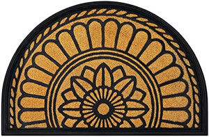 lot 51483 image: Mibao Half Round Door Mat, Non-Slip Welcome Entrance Way Rug, Durable Rubber Door Mats, Low-Profile Heavy Duty Doormat, Half Circle Rugs for Garage, Patio, High Traffic Areas, 18 x 30, Yellow
