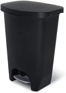 lot 51492 image: Glad 13 Gallon Trash Can  Plastic Kitchen Waste Bin with Odor Protection of Lid  Hands Free with Step On Foot Pedal and Garbage Bag Rings, 52 Liter, Black