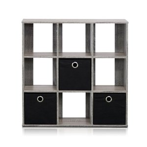 lot 51507 image: Furinno 13207 Simplistic 9-Cube Organizer with Bins