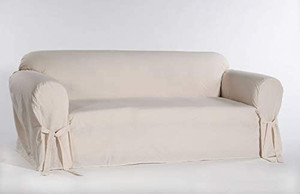 lot 51510 image: Classic Slipcovers Brushed Twill Loveseat Slipcover, Natural