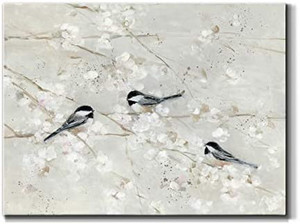 lot 51513 image: Renditions Gallery Songbirds in Spring (2) Wall Art, Little Birds on Tree Branch, Colorful Landscape Artwork, Premium Gallery Wrapped Canvas D�cor, Ready to Hang, 18 in H x 27 in W, Made in America