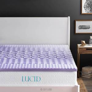 lot 51521 image: Lucid 2-inch Lavender Scented Zoned Memory Foam Mattress Topper - Queen